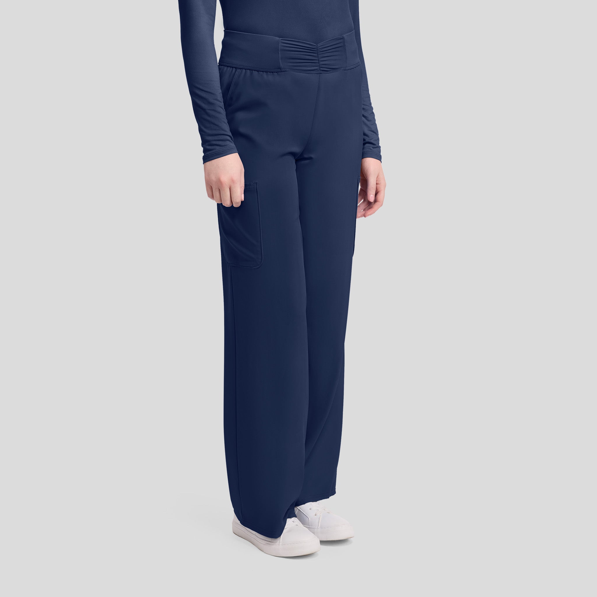 5-Pocket Ruched Wide Leg Scrub Pant | Navy
