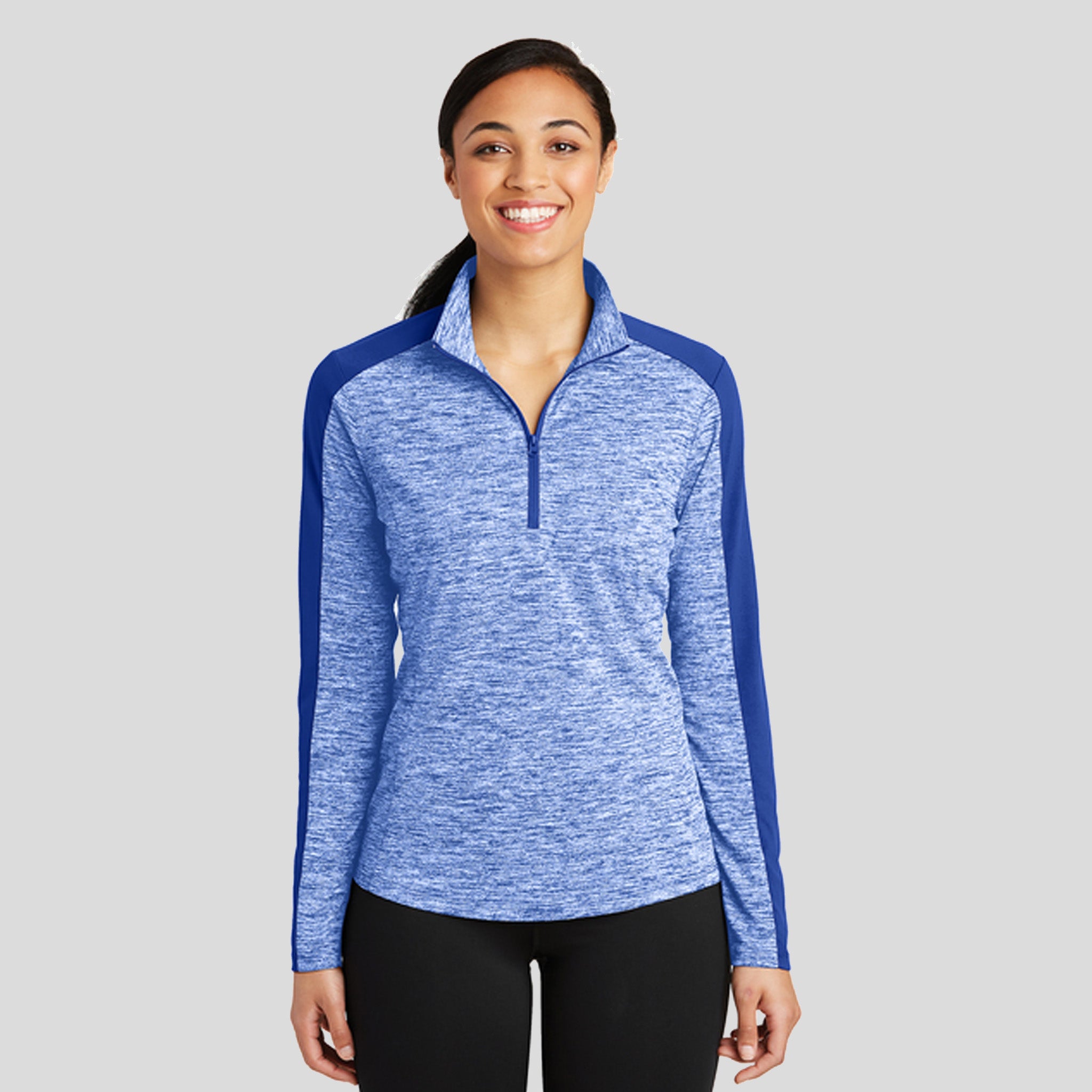 Women's PosiChargeยฎ Electric Heather Colorblock 1/4-Zip Pullover | True Royal Electric/True Royal