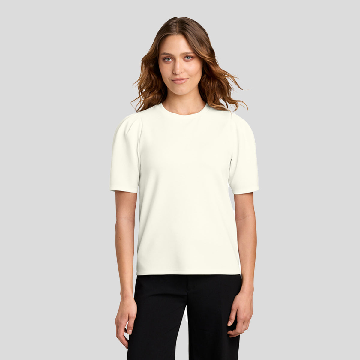 Womenβs Short Sleeve Lite Spacer Top | Ivory Chiffon