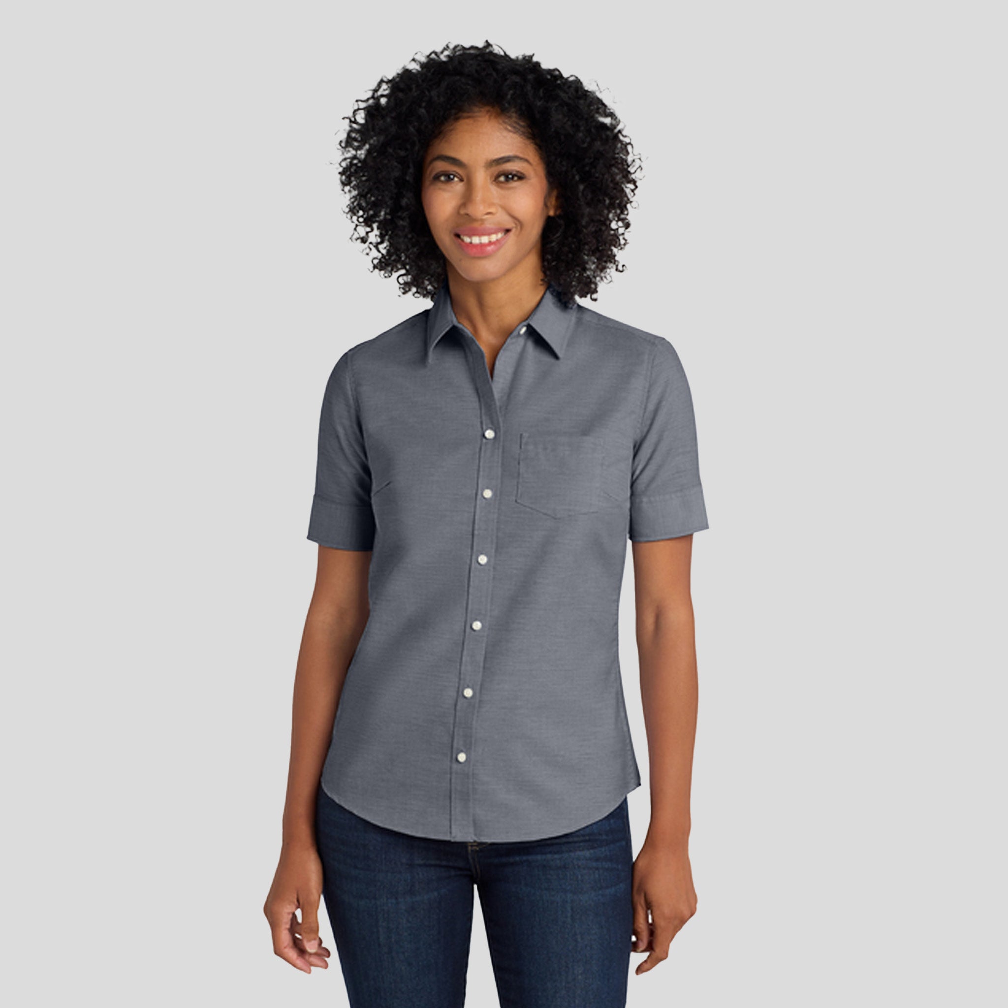 Women's Short Sleeve SuperProโข Oxford Shirt | Black