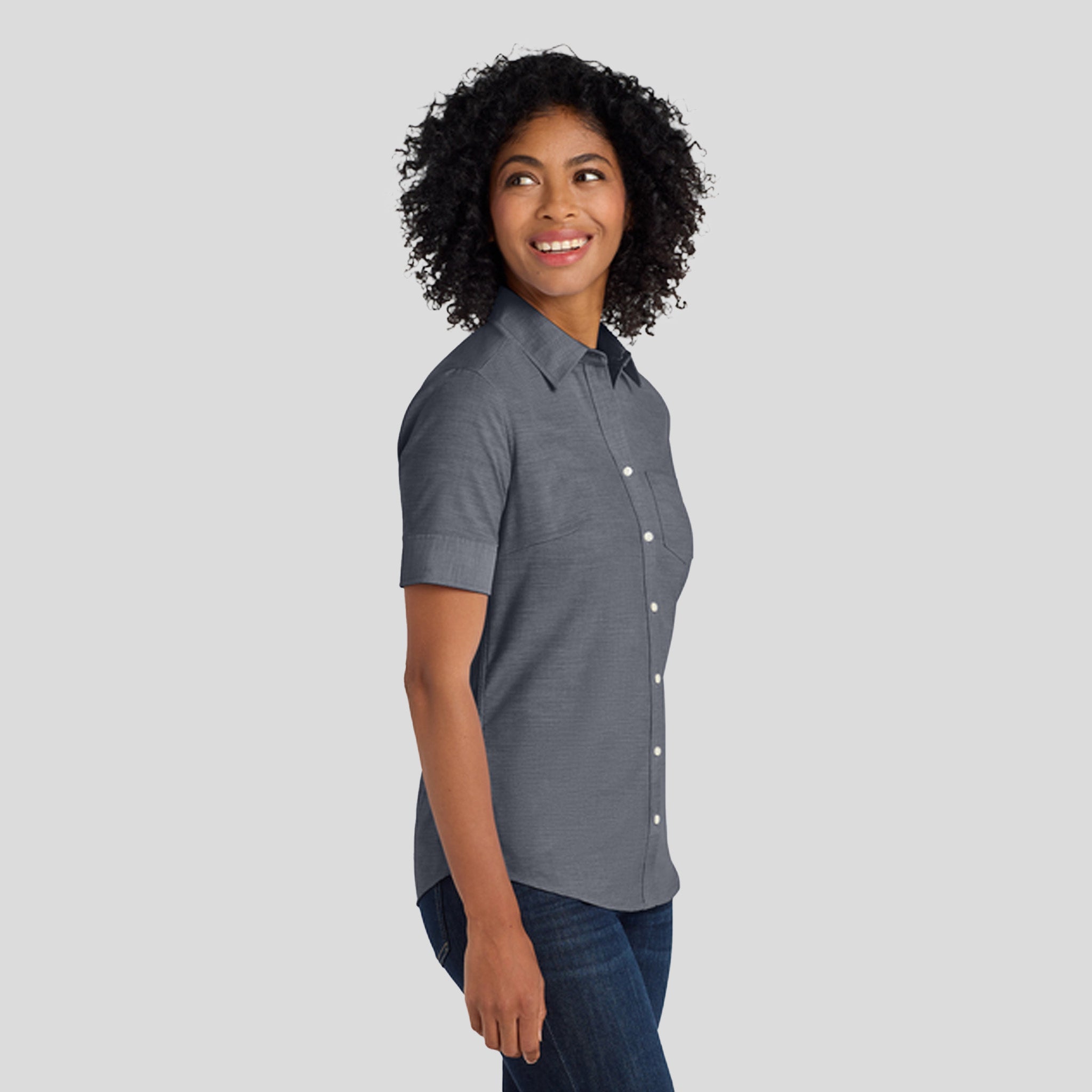Women's Short Sleeve SuperProโข Oxford Shirt | Black