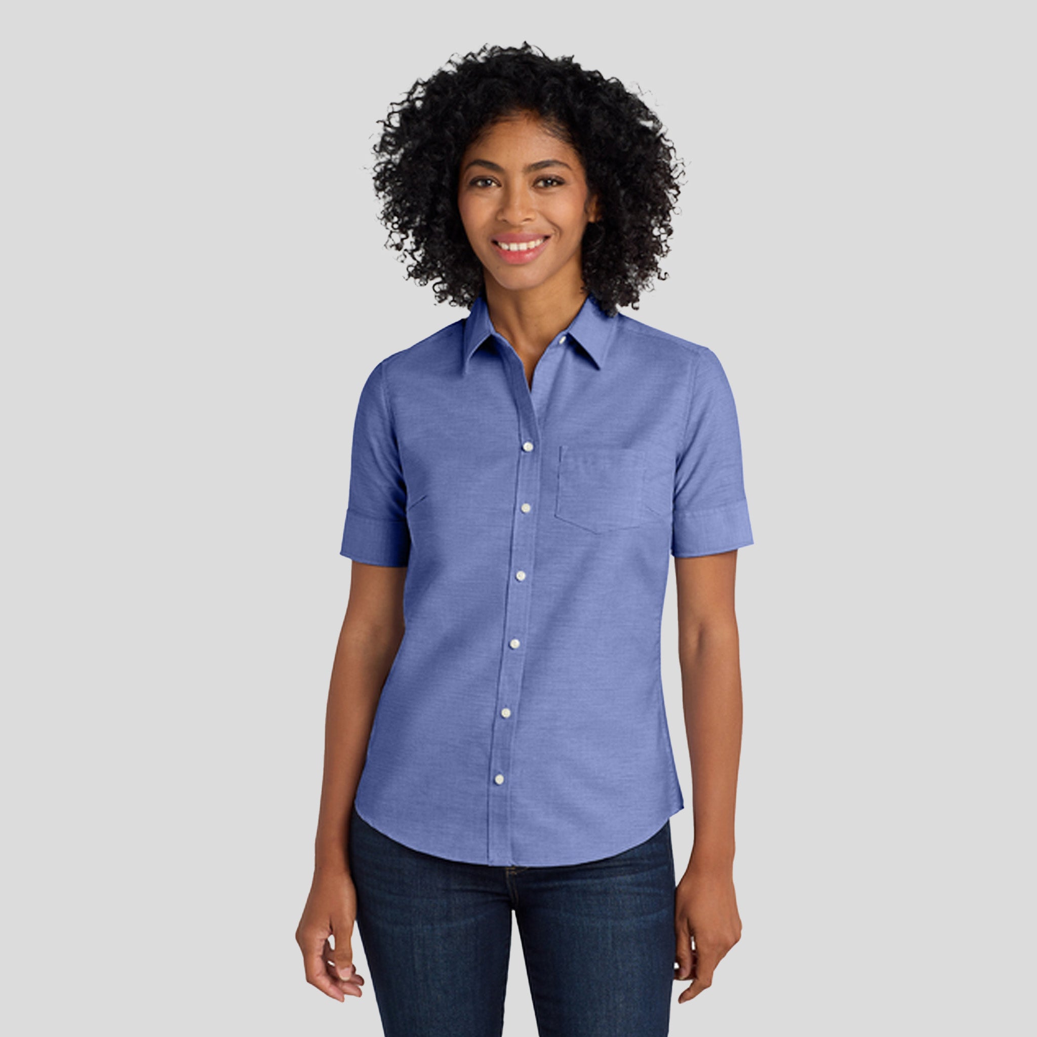 Women's Short Sleeve SuperProโข Oxford Shirt | Navy