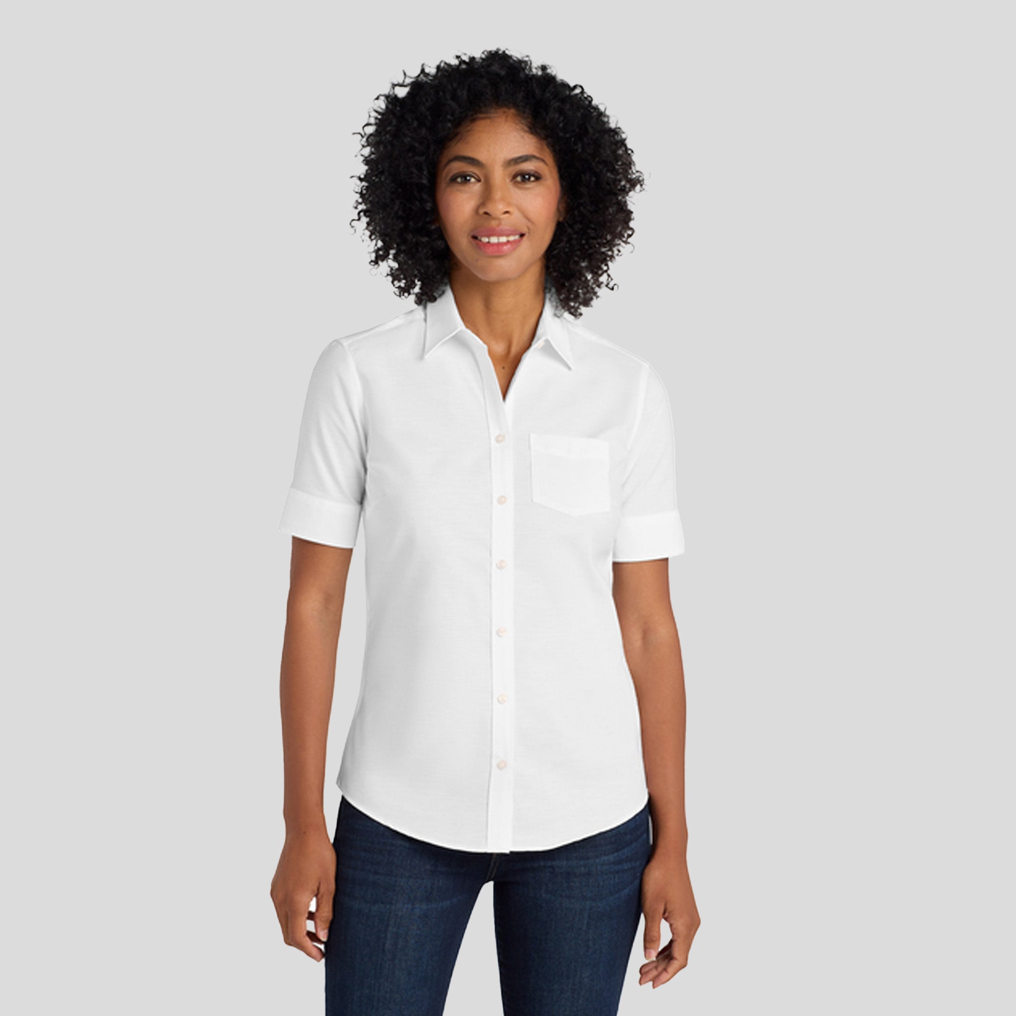 Women's Short Sleeve SuperProโข Oxford Shirt | White