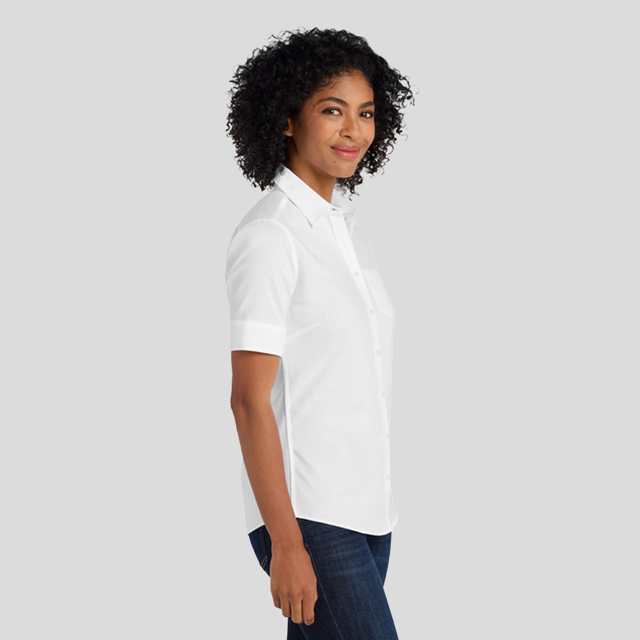 Women's Short Sleeve SuperProโข Oxford Shirt | White