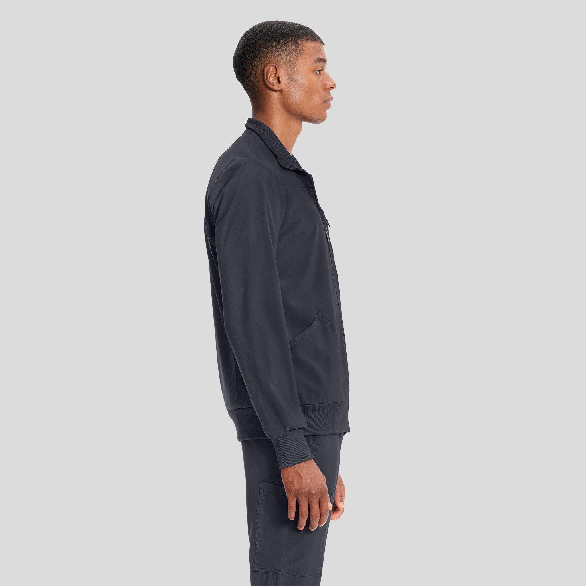 Infinity Men's Zip Front Solid Scrub Jacket | Pewter