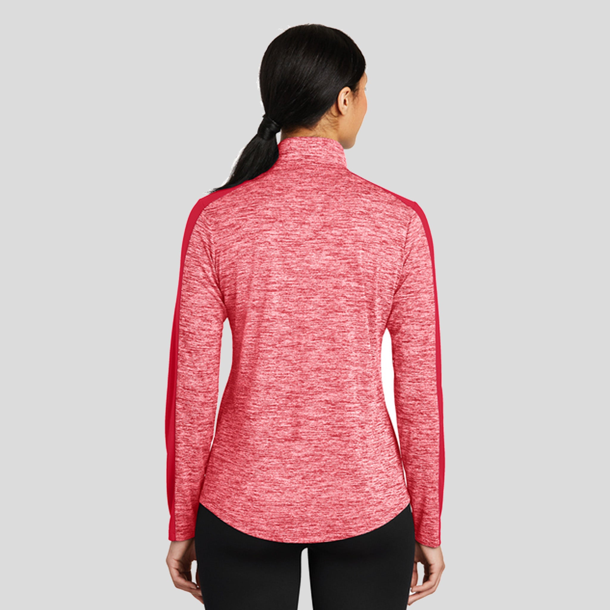 Women's PosiCharge® Electric Heather Colorblock 1/4-Zip Pullover | Deep Red Electric/Deep Red