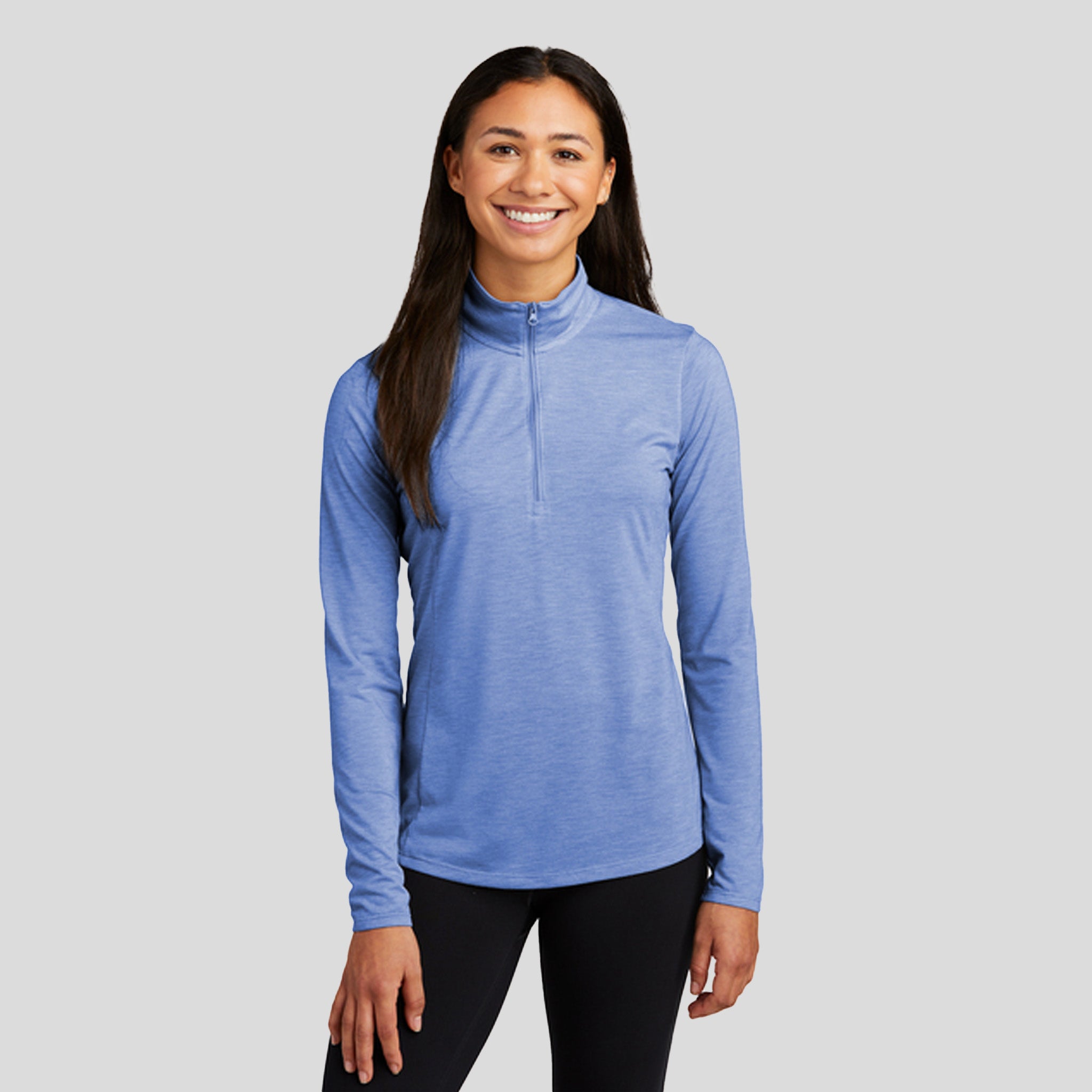Women's PosiCharge ® Tri-Blend Wicking 1/4-Zip Pullover | True Royal Heather
